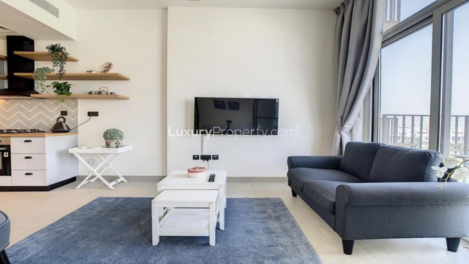 This fully furnished one bedroom apartment in Collective Tower Two at Dubai Hills Estate