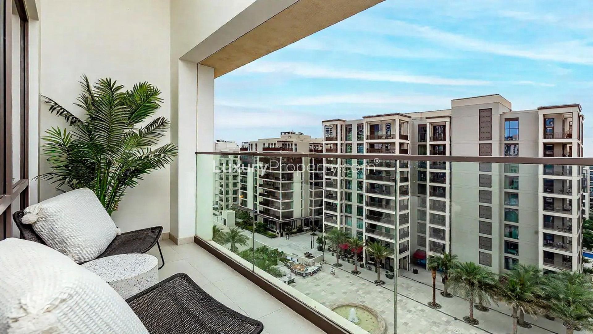 Modern apartment buildings in Vida Creek Harbour, Creek Beach community, available for rent