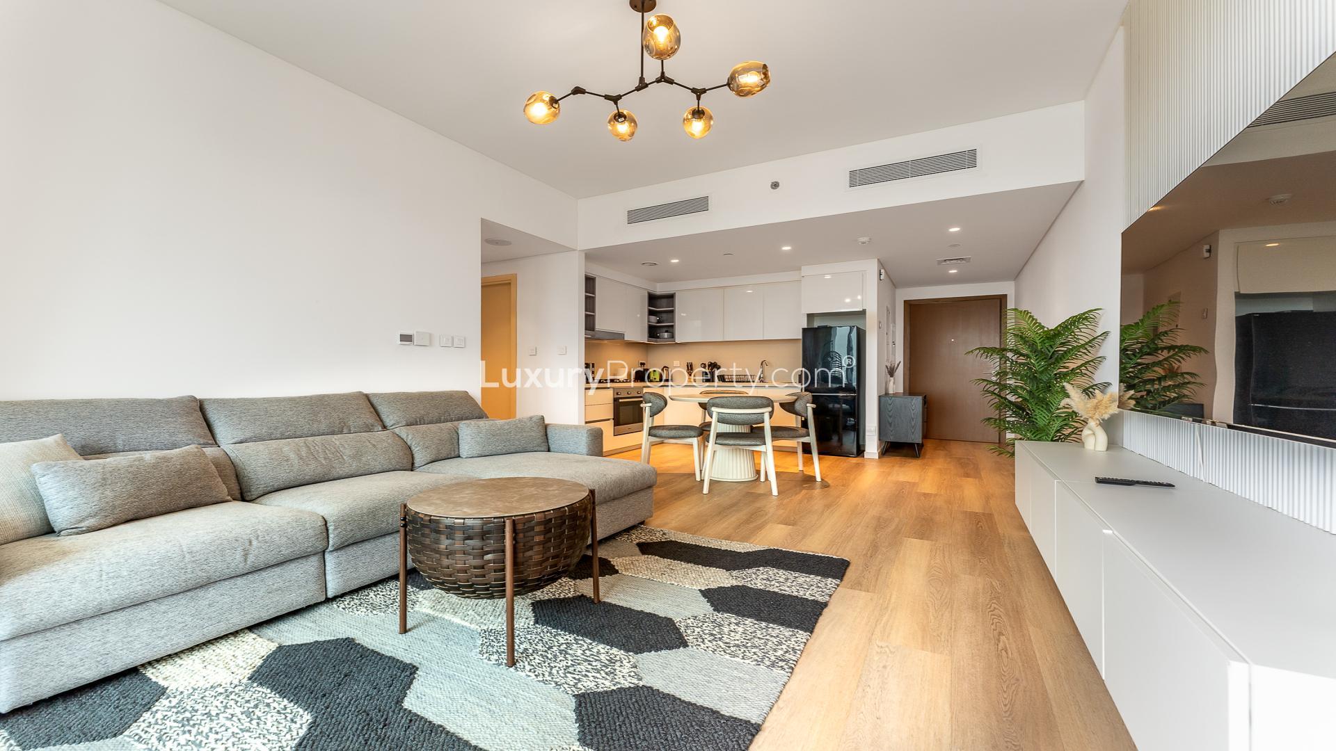 One bedroom apartment interior with modern kitchen at Downtown Views II, Downtown Dubai