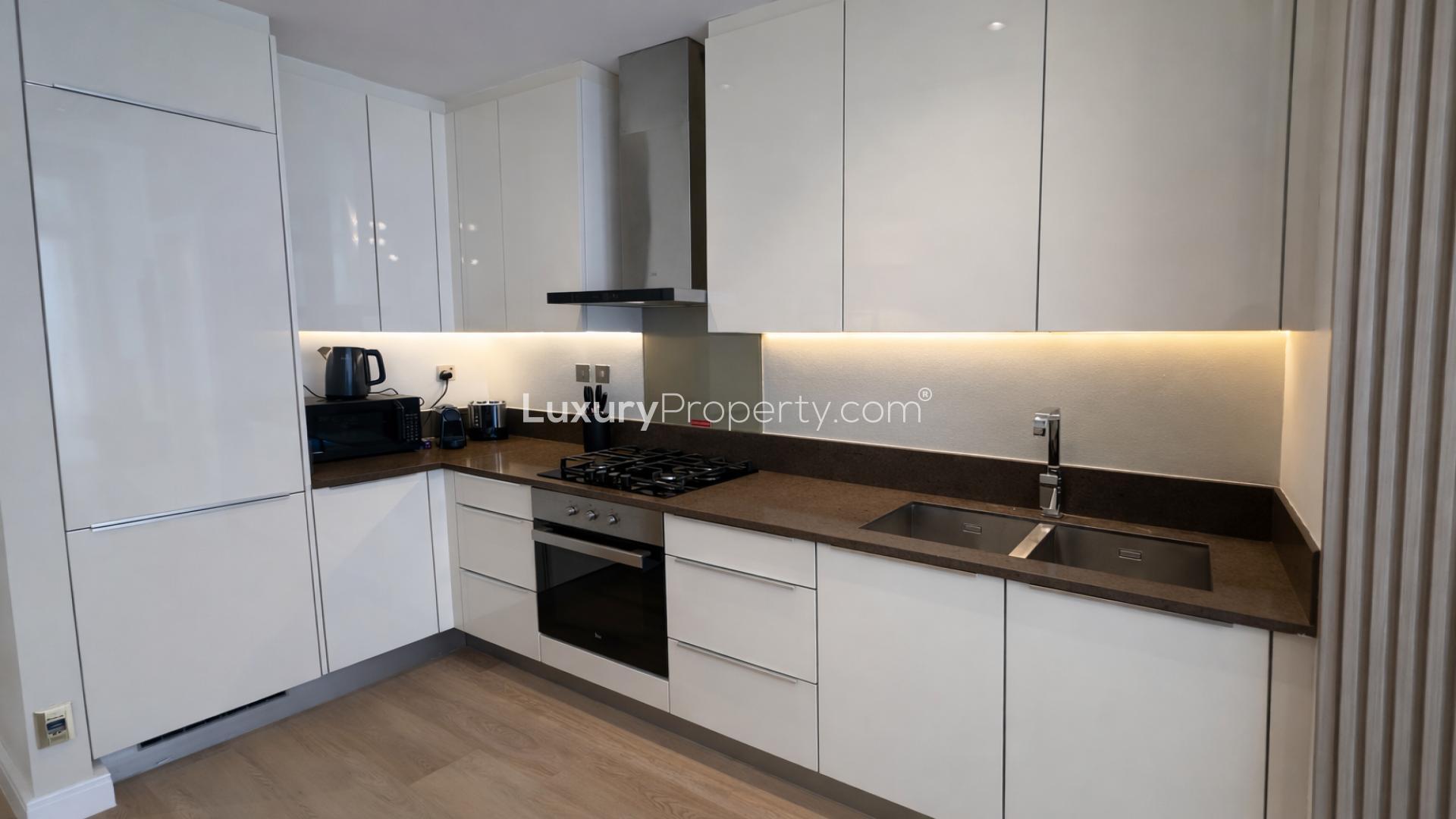 Modern kitchen in one-bedroom apartment, Marina Gate 2, Dubai Marina, available for rent