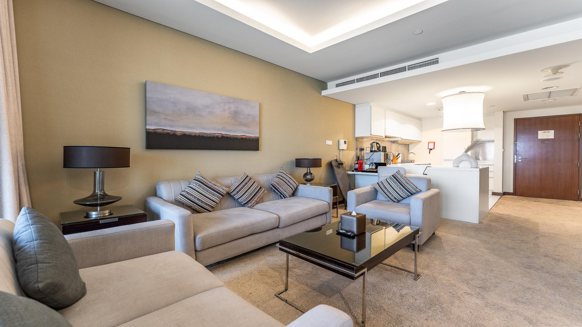 Luxurious living room in high-floor apartment, Dubai Mall Residences, Burj Khalifa community