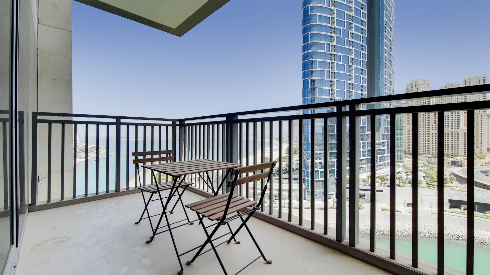 Furnished living room with sea views in Dubai Marina apartment for rent, LP14508