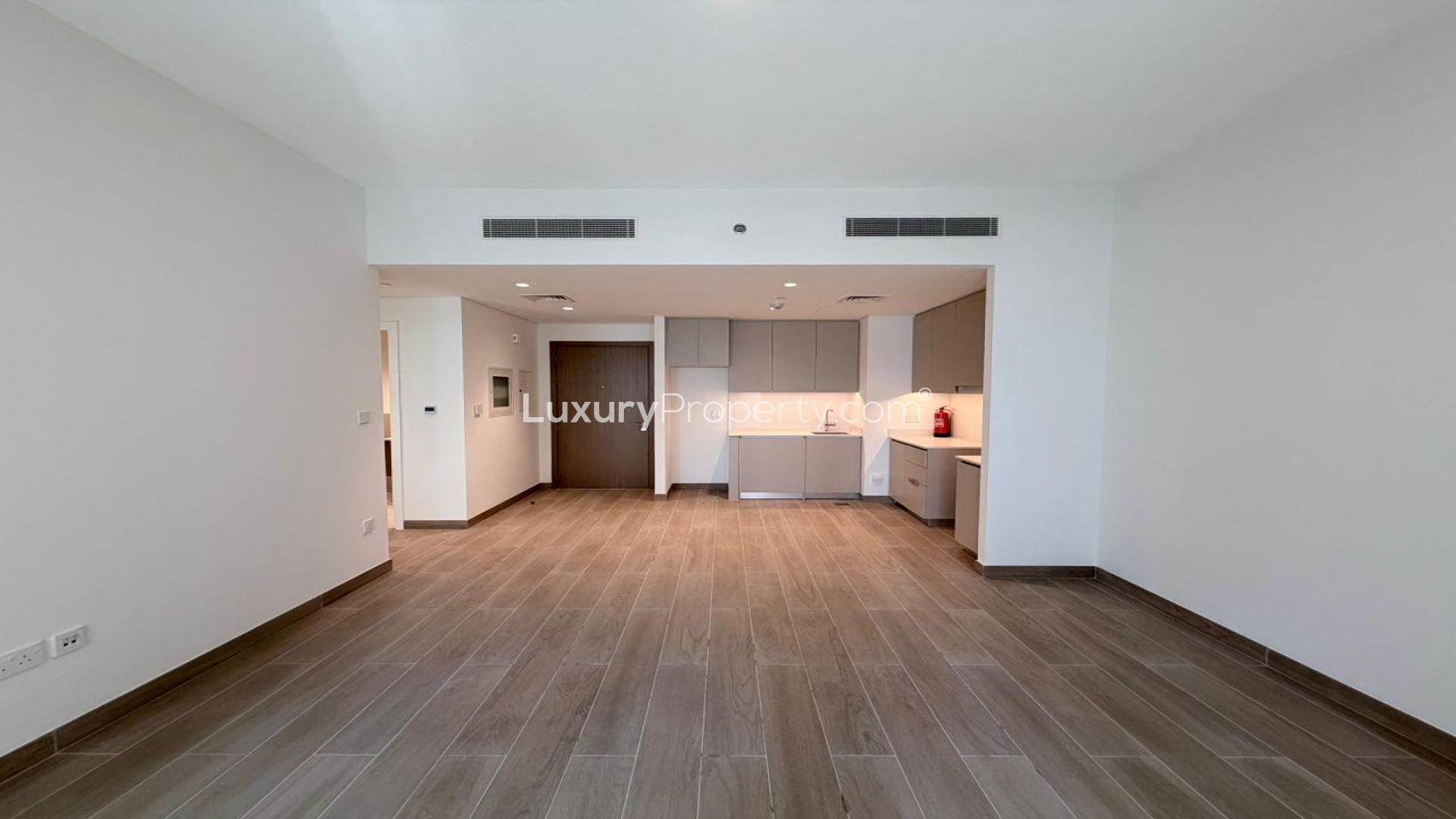 Modern one-bedroom apartment interior at Grove, Creek Beach, Dubai Creek Harbour for rent