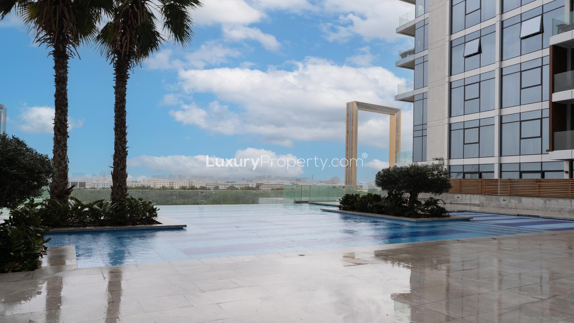 Balcony view from Park Gate Residences apartment in Al Kifaf, showcasing cityscape and greenery