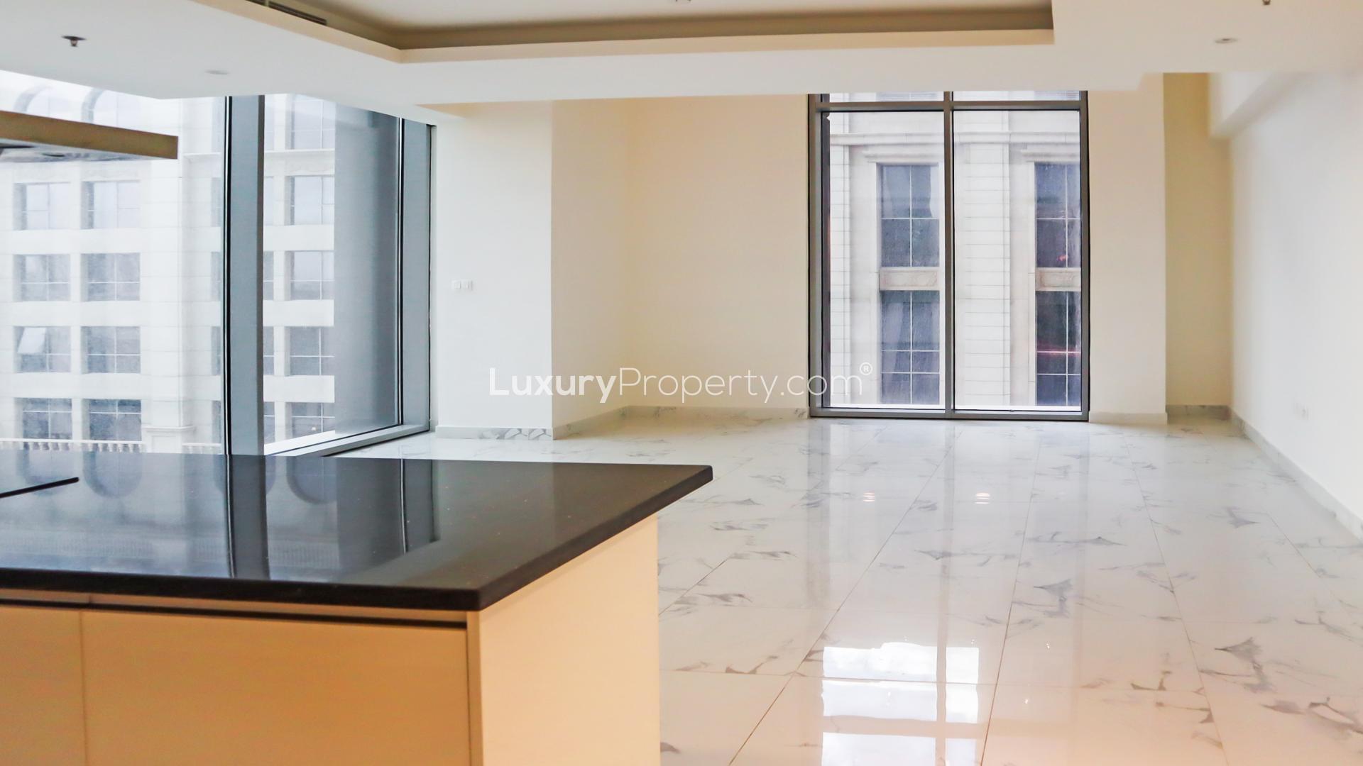 Loft-style apartment kitchen with modern design in Al Habtoor City, Business Bay