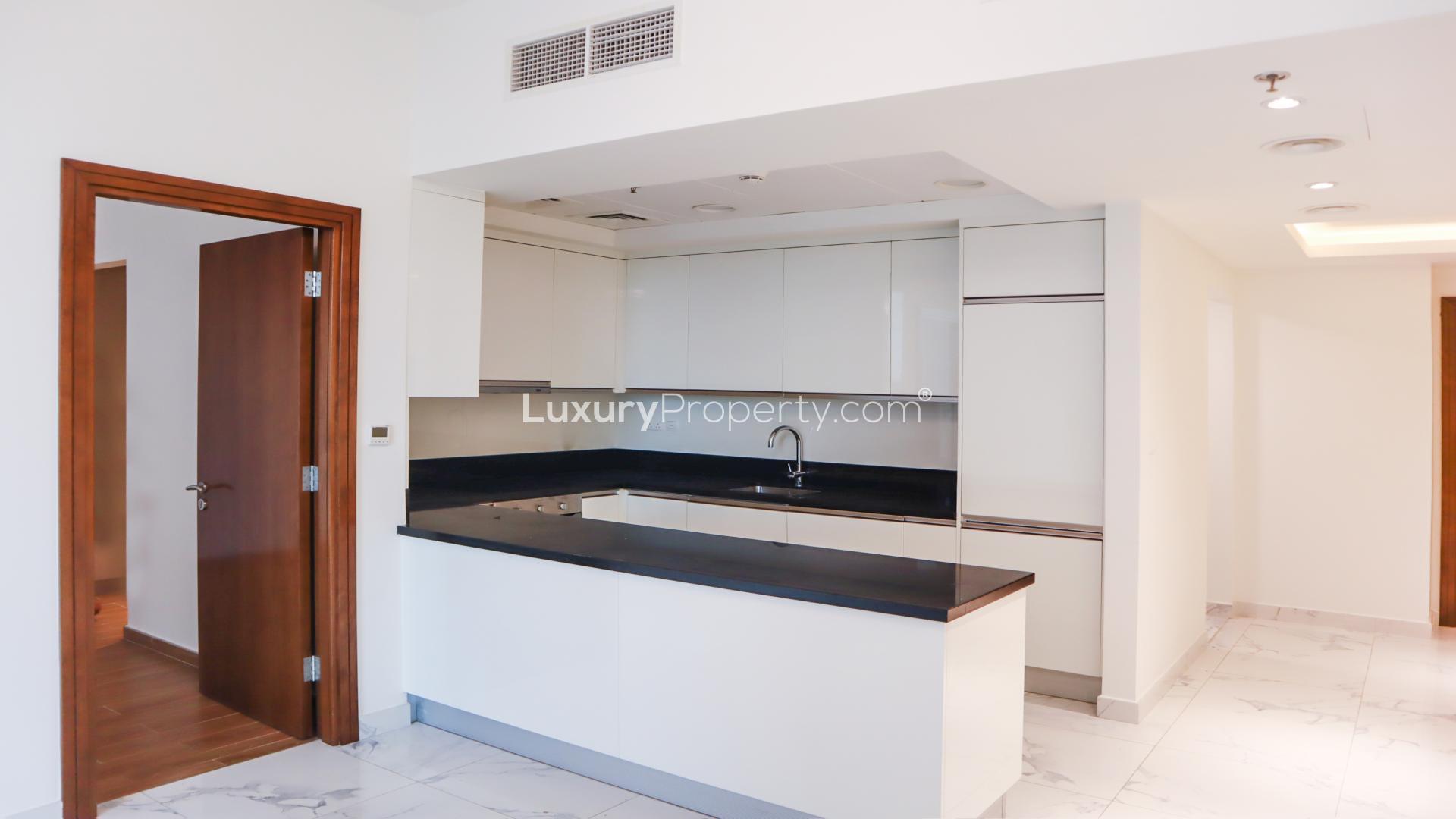 Spacious living area with large windows in Habtoor City one-bedroom apartment, Business Bay