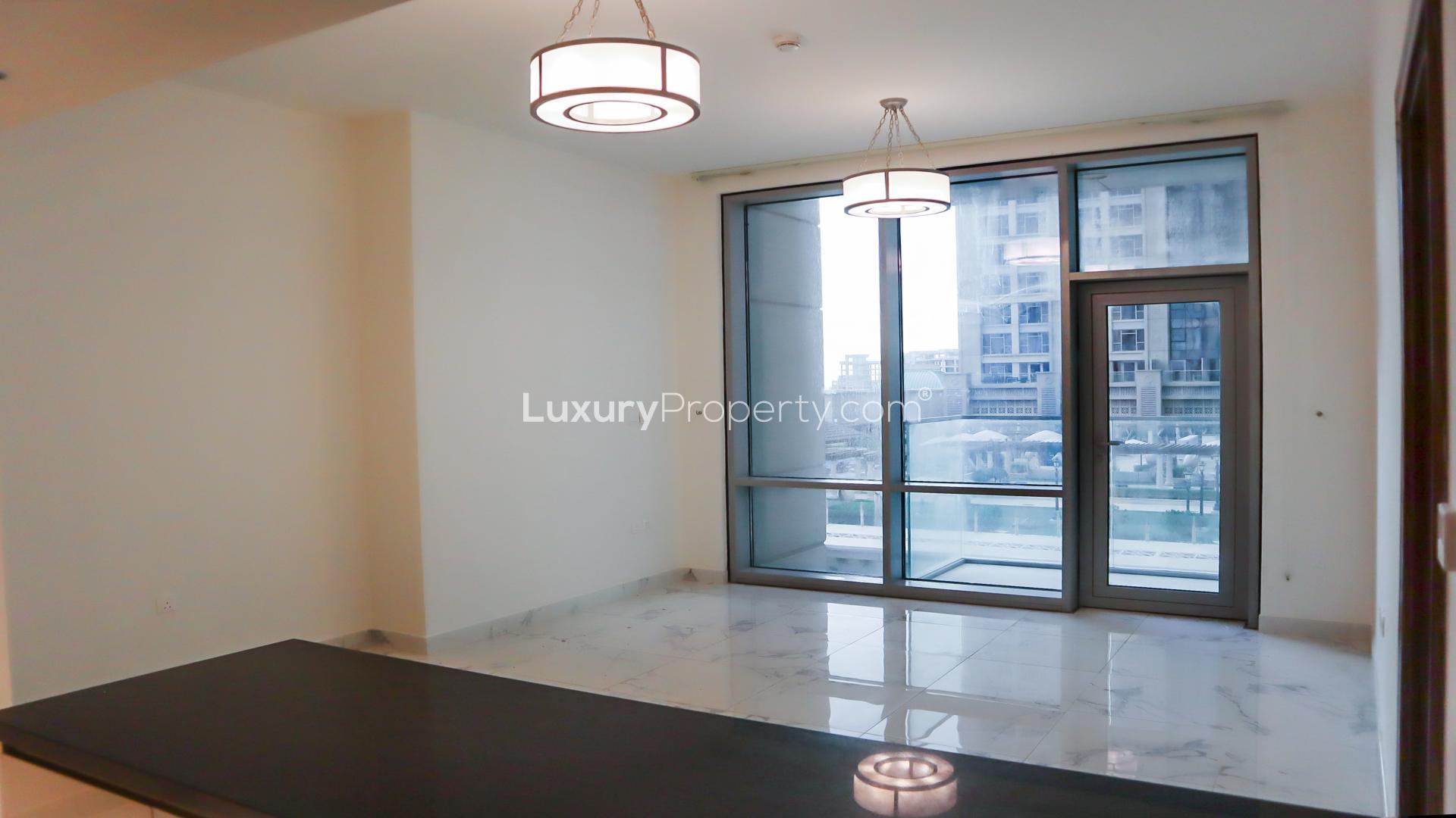 Modern kitchen in one-bedroom apartment, Al Habtoor City, Business Bay, available for rent