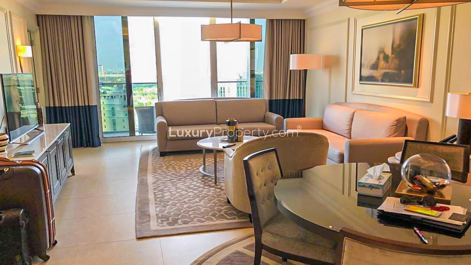 Modern living room in 1-bedroom apartment, The Address The BLVD, Downtown Dubai