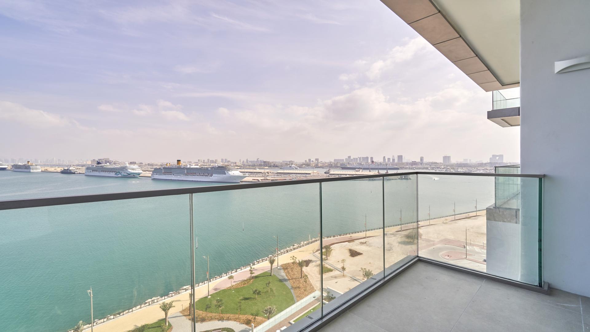 Modern furnished apartment with sea views in Maritime City, Anwa, featuring large windows