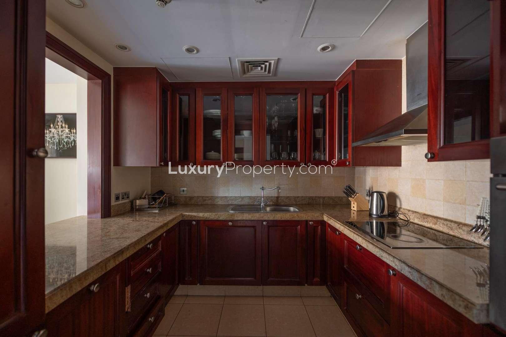 "Modern kitchen in furnished 1-bedroom apartment, Miska 4, Old Town, Downtown Dubai for rent.",Luxurious bathroom in 1-bedroom apartment, Miska 4, Old Town, Downtown Dubai for rent