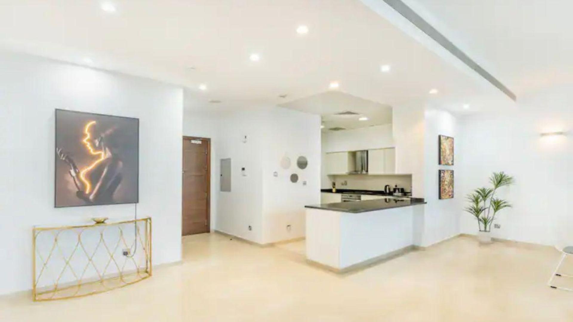 Furnished living and dining area in 1-bedroom apartment, Oceana Baltic, Palm Jumeirah for rent