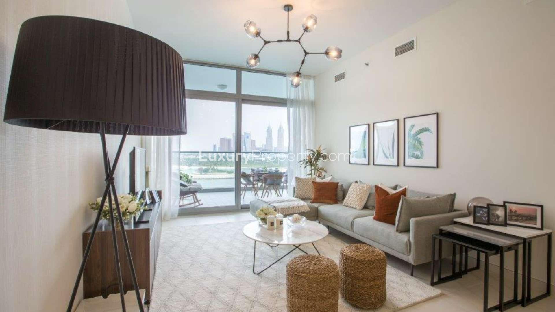 Charming balcony view from Azure Residences apartment, overlooking the sea at Palm Jumeirah