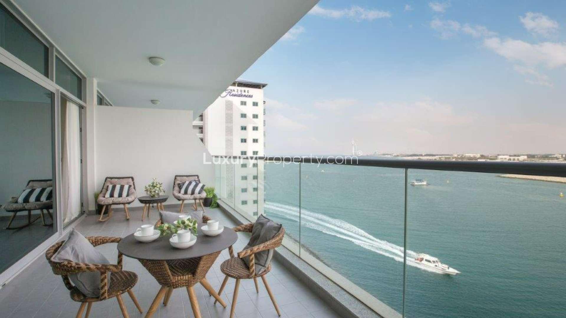 Charming furnished living room in 1-bedroom Azure Residences apartment, Palm Jumeirah for rent