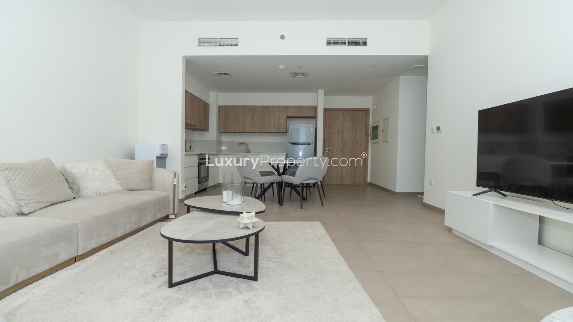 Balcony view from 1-bedroom apartment in Executive Residences, Dubai Hills Estate, overlooking boulevard