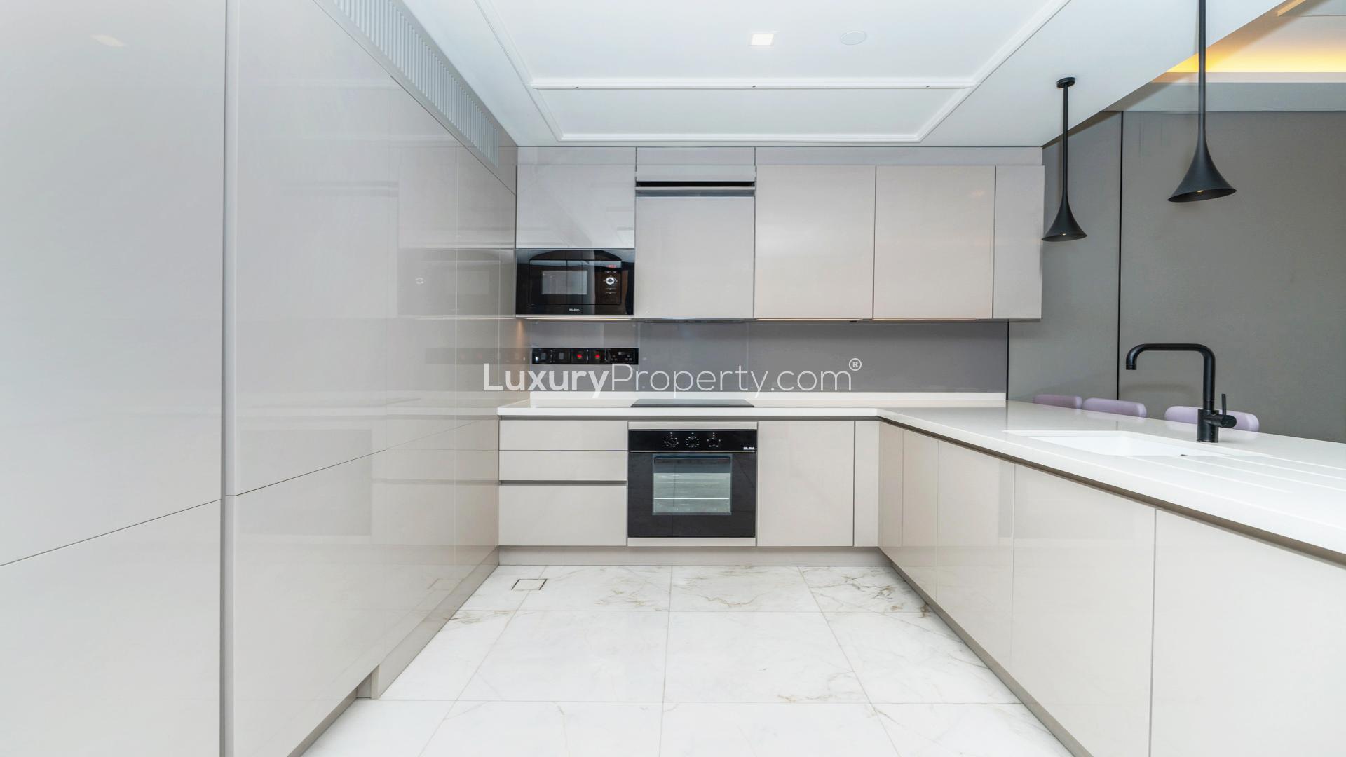 Modern kitchen and living area in Bluewaters apartment for rent, LP47838, Dubai