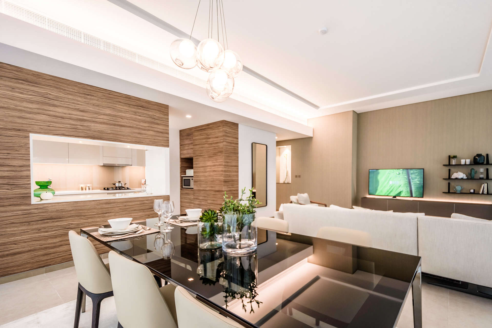 Modern kitchen in 1-bedroom apartment, Banyan Tree Residences, Jumeirah Lake Towers, Dubai