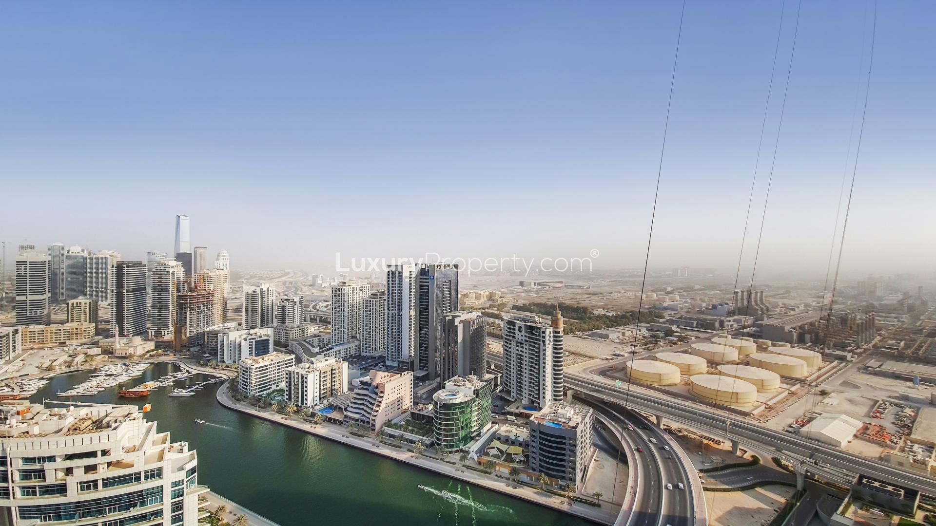 Fully furnished living area in 1-bedroom apartment at Address Jumeirah Gate, JBR Dubai