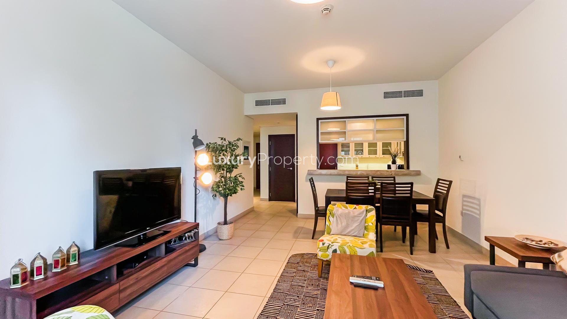 Fully furnished living area in 1-bedroom apartment, BLVD Central, Downtown Dubai for rent