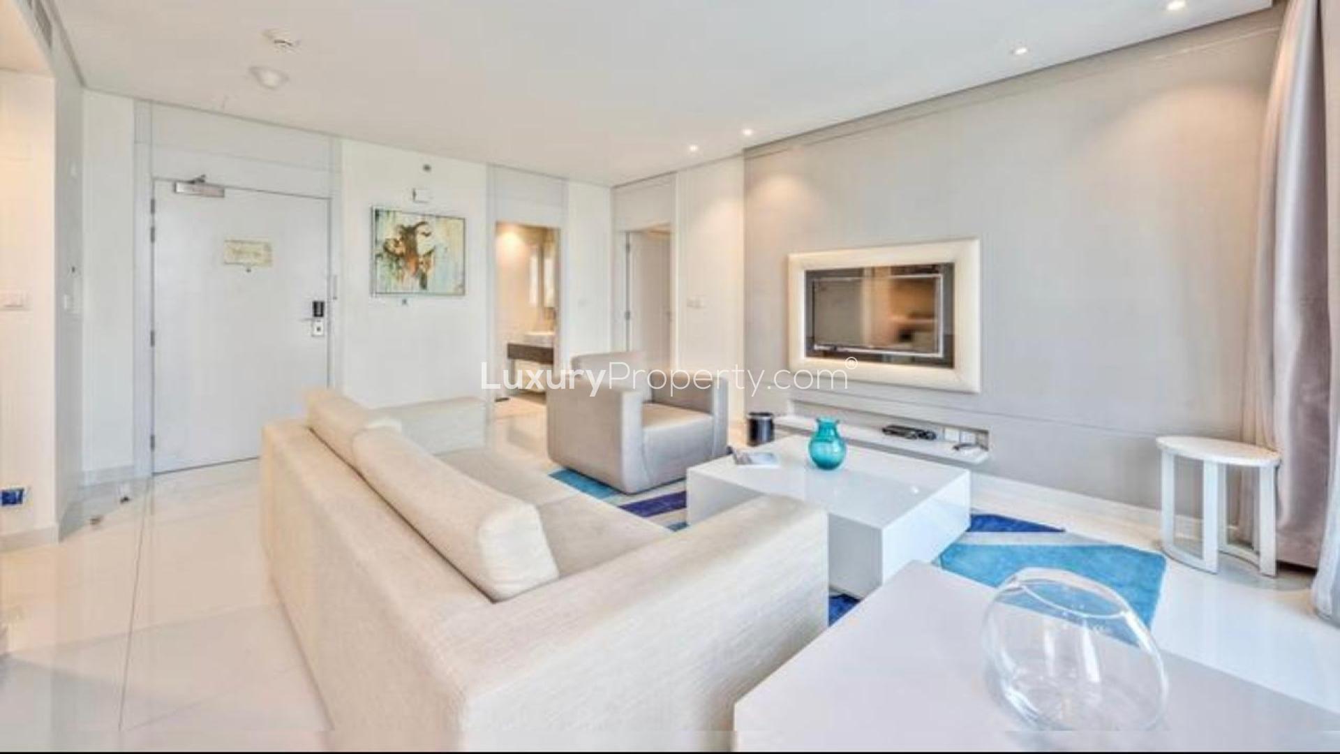 Modern furnished living room in DAMAC Maison The Vogue apartment, Business Bay rental