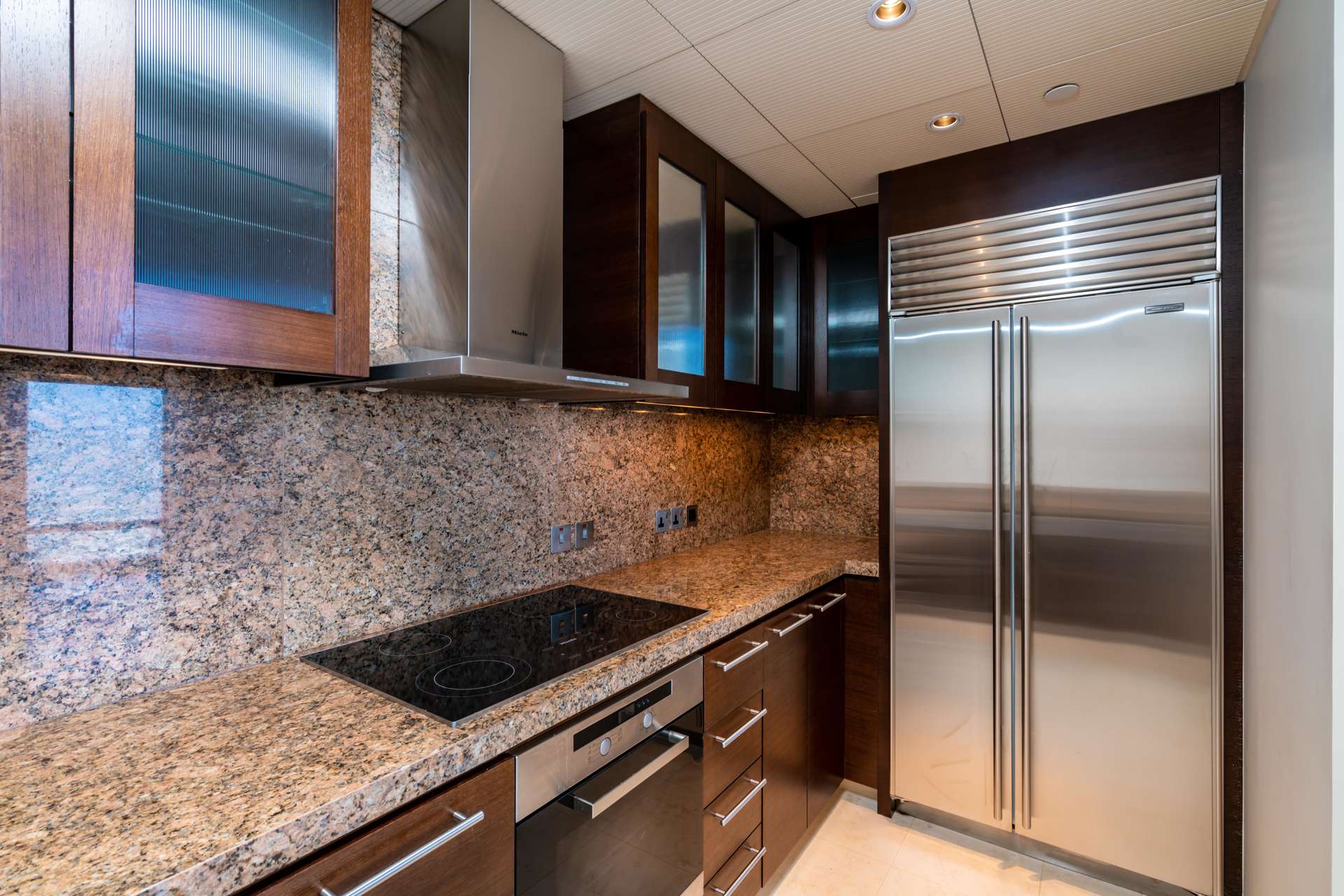 Luxurious Burj Khalifa apartment living room with stunning skyline view, Downtown Dubai