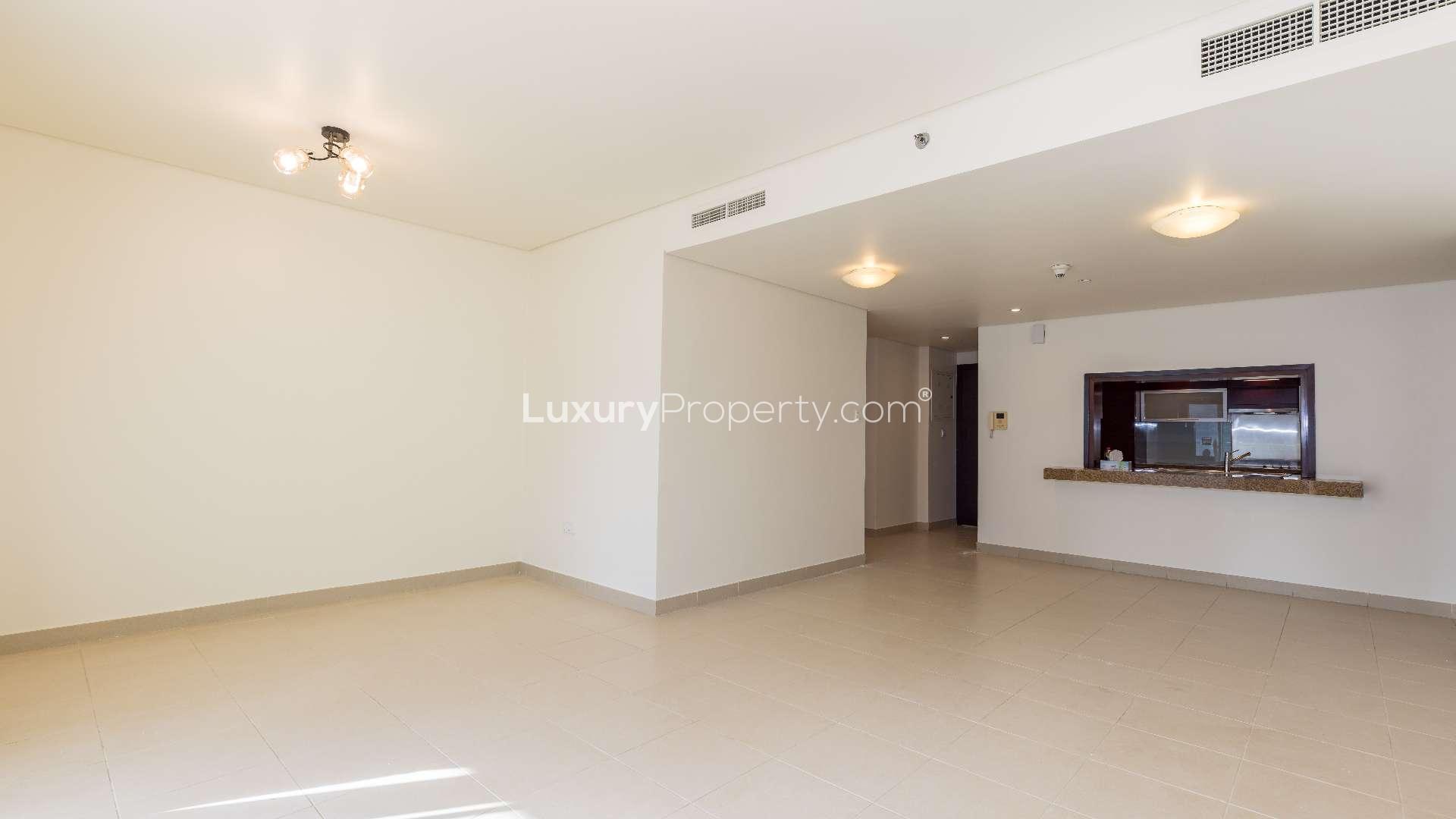 Balcony view from one-bedroom apartment in Burj Views, Downtown Dubai, showcasing city skyline