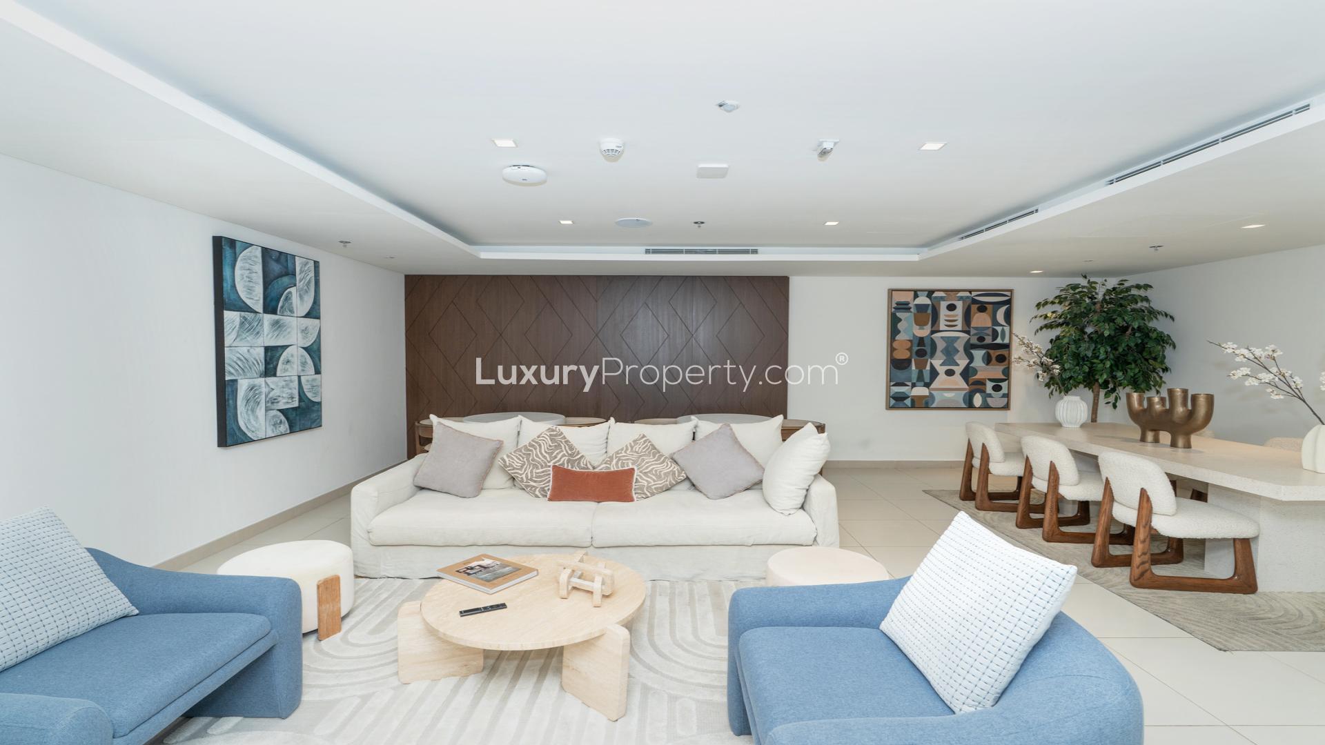 Chic living room in furnished apartment, Creek Edge Tower 1, Dubai Creek Harbour