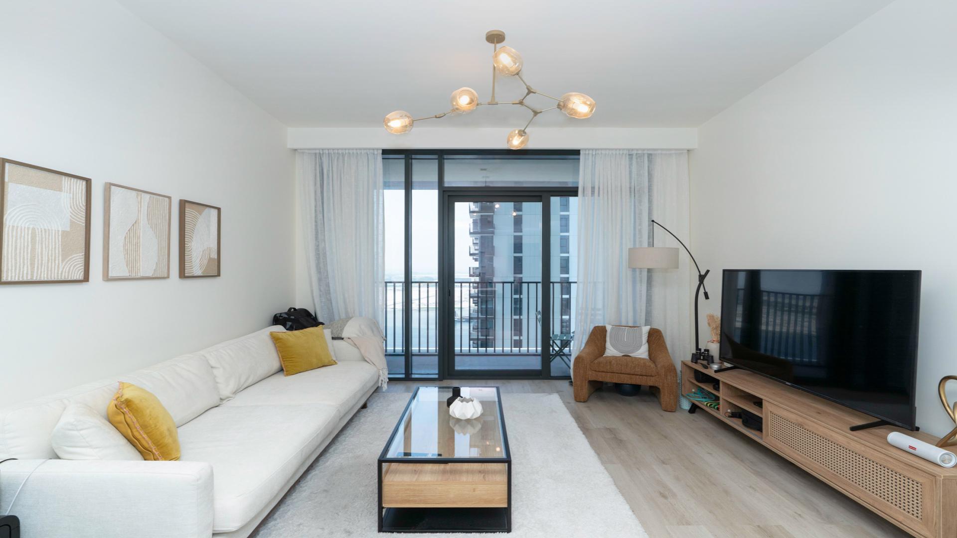 Chic furnished living room in Creek Edge Tower 1 apartment, Dubai Creek Harbour