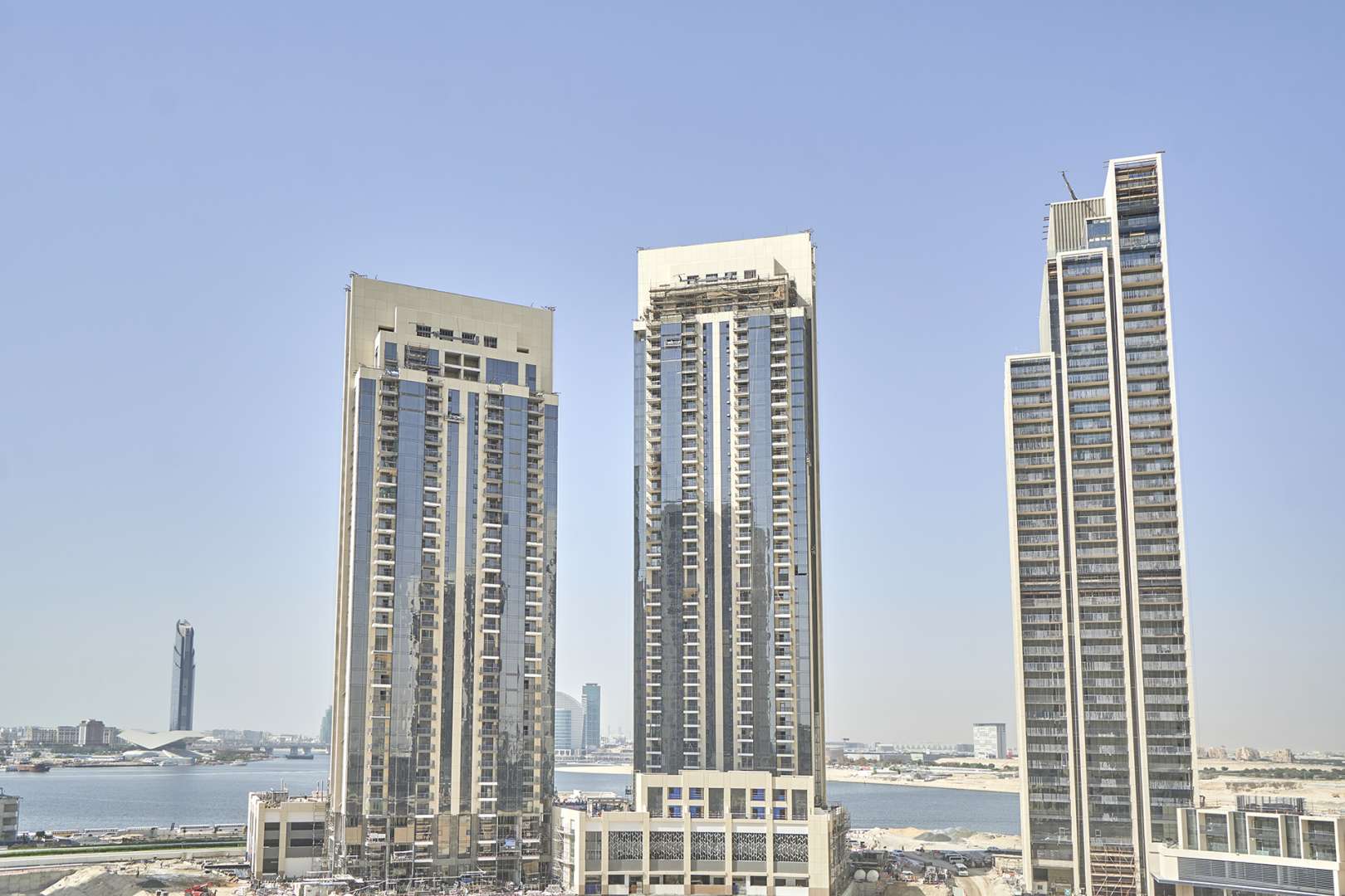 Bright living area in new 1-bedroom apartment, Creek Horizon, Dubai Creek Harbour