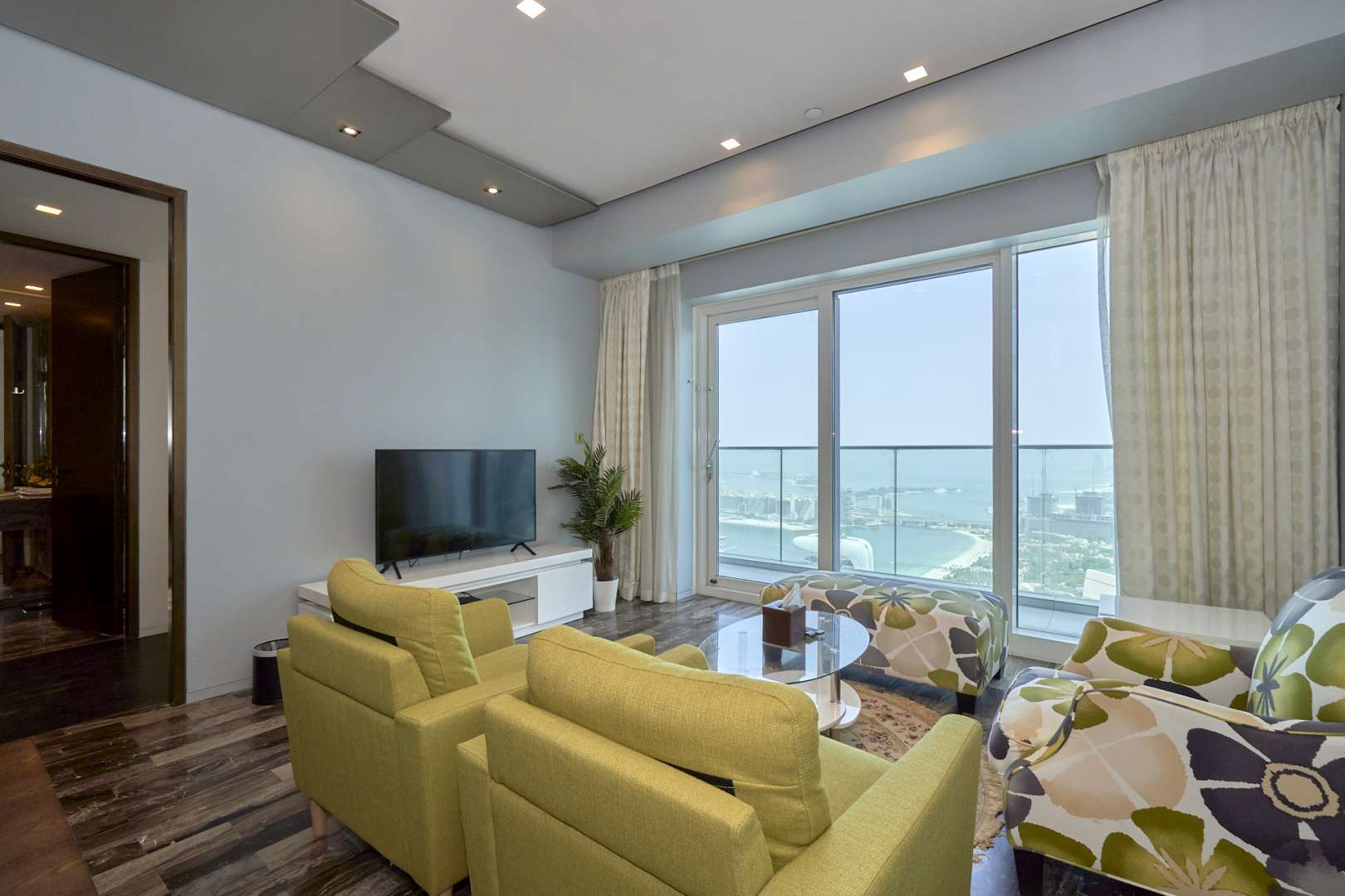 Aerial view of Dubai Marina waterfront near Damac Heights apartment for rent