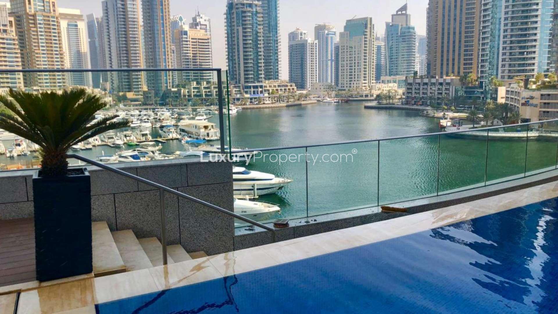 Luxury kitchen in Fendi-designed apartment, marble countertops, Damac Heights, Dubai Marina