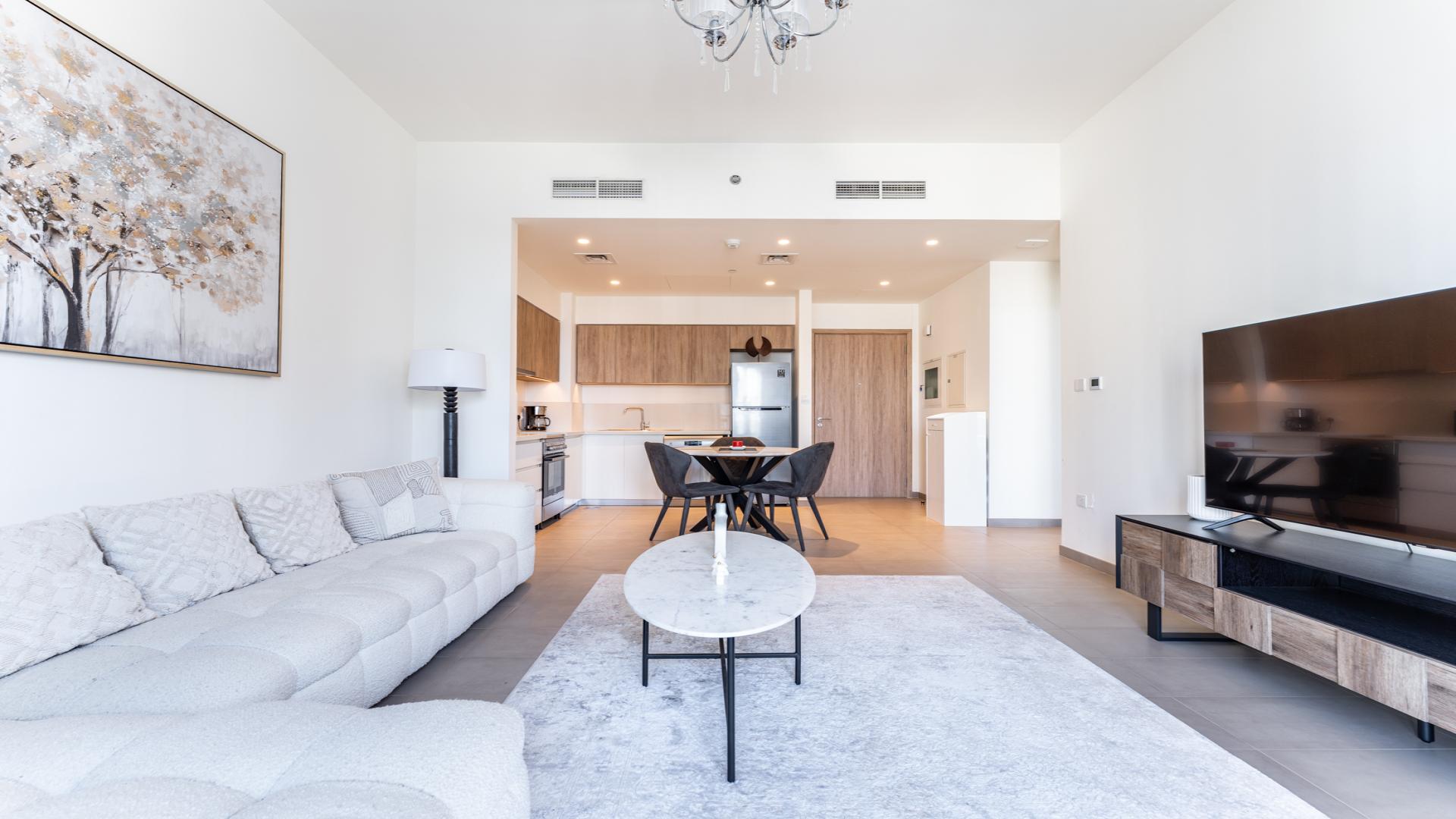 Stylish open-plan living area in 1-bedroom apartment, Dubai Hills Estate, Executive Residences