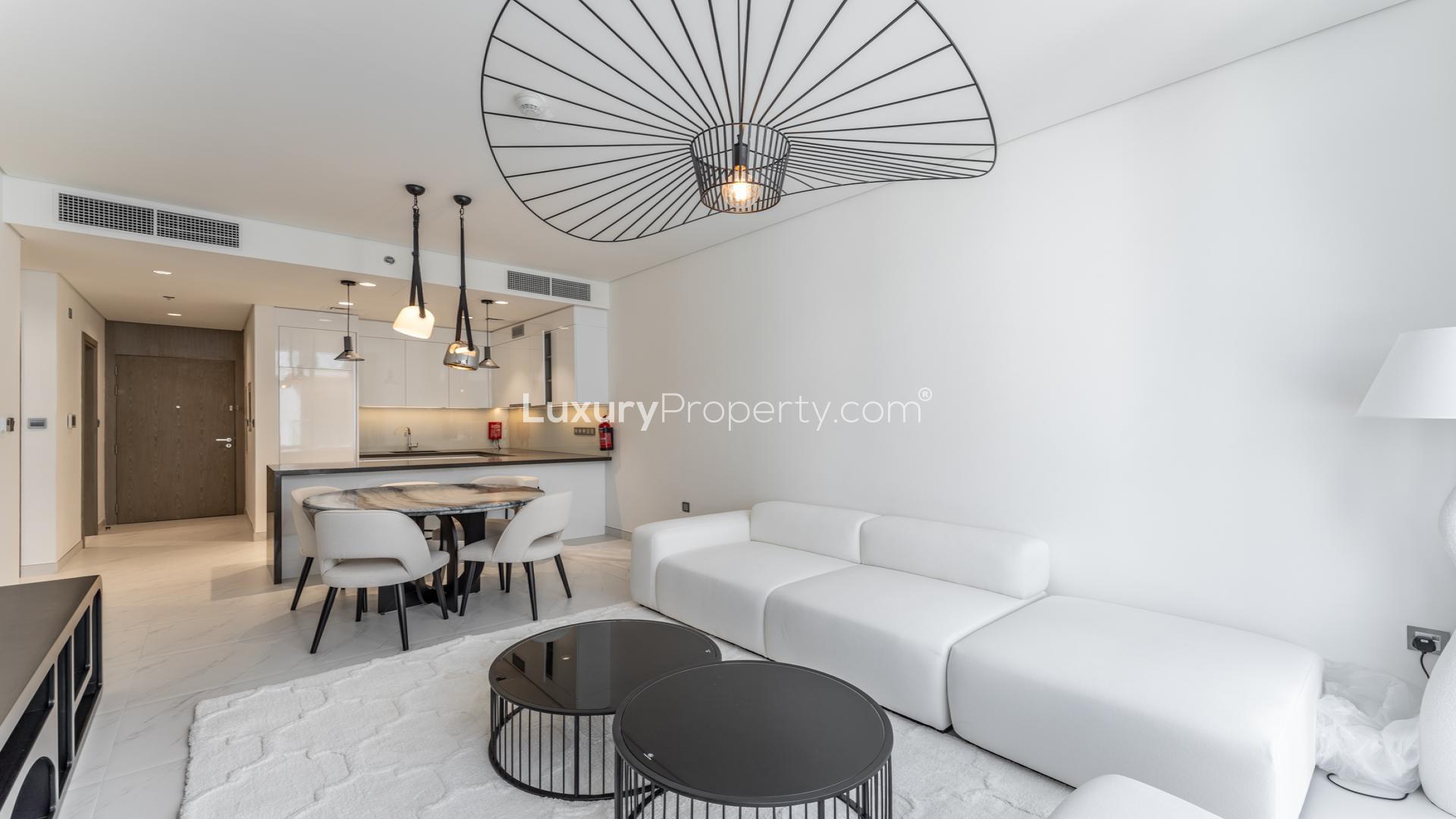 Modern 1-bedroom apartment with open kitchen, marble finishes, in District One, Dubai