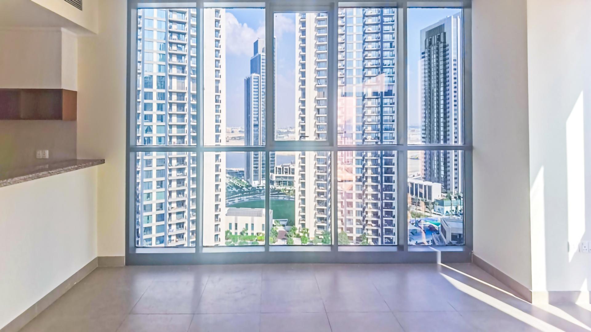 Mid-floor apartment with large windows offering stunning water views in Dubai Creek Harbour