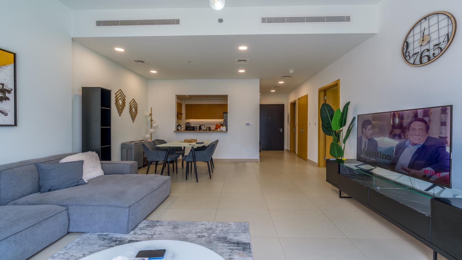 Modern living room in fully furnished 1-bedroom apartment, Bellevue Tower 1, Downtown Dubai