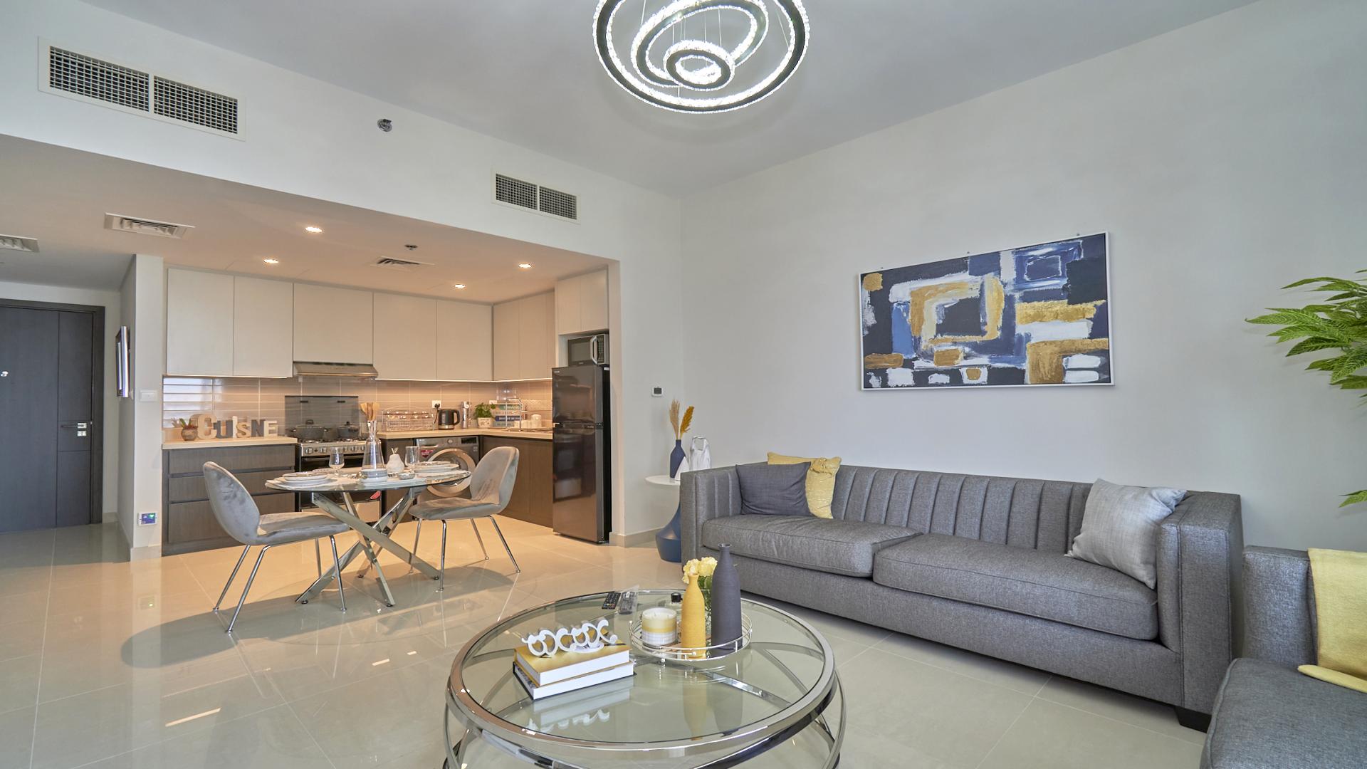 Apartment view in Harbour Views 2, Dubai Creek Harbour, showcasing high-rise buildings and waterfront