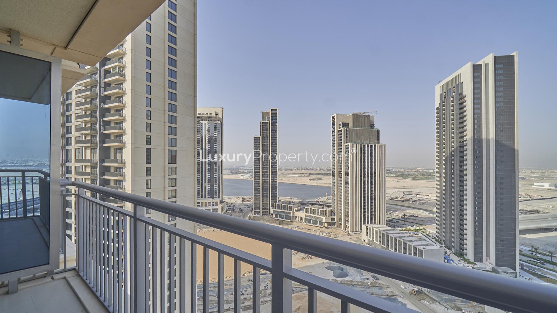Mid-floor 1-bedroom apartment interior, Harbour Views, Dubai Creek Harbour, modern kitchen area