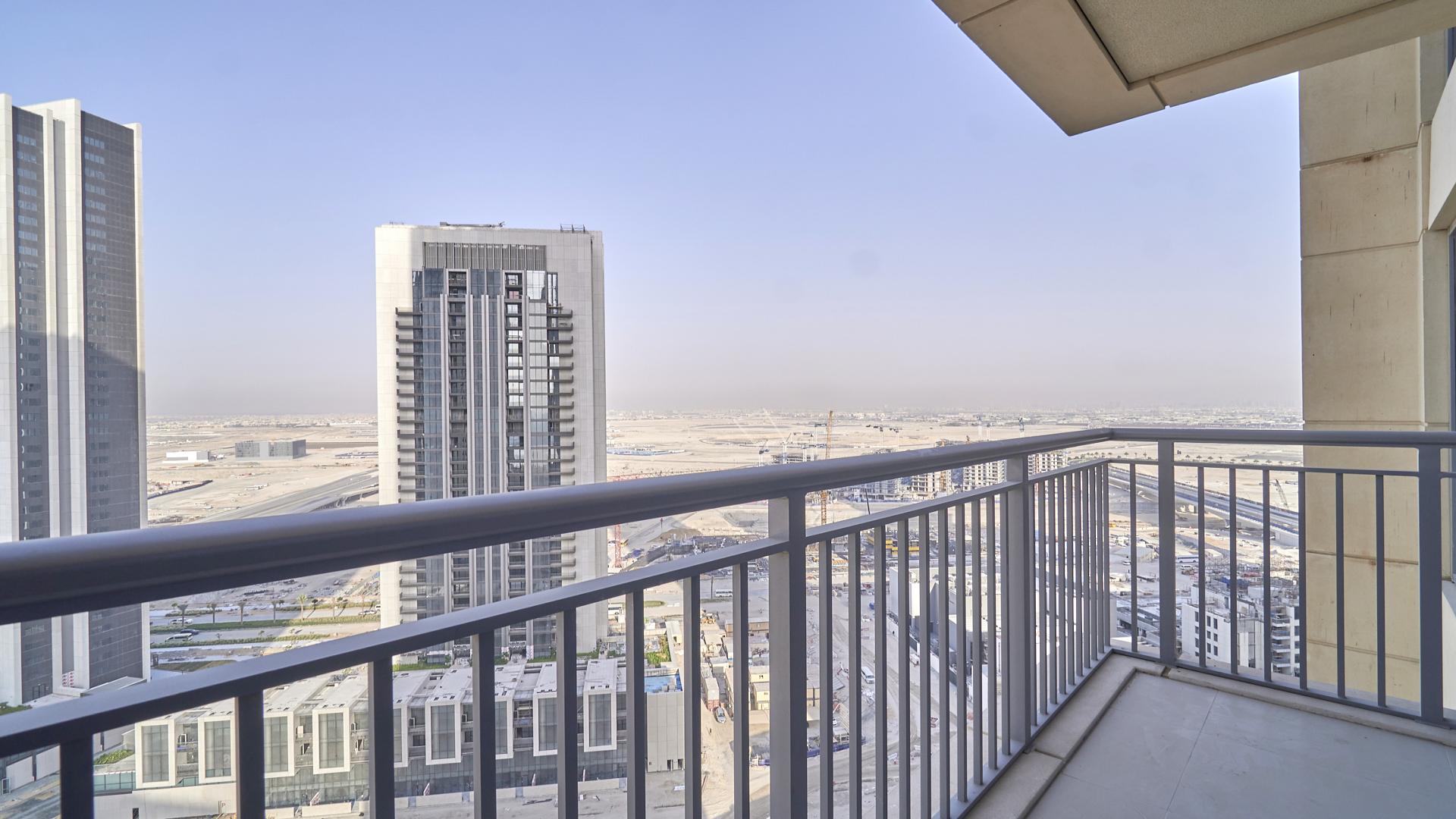 Mid-floor apartment balcony view of Dubai Creek Harbour skyline, Harbour Views 2