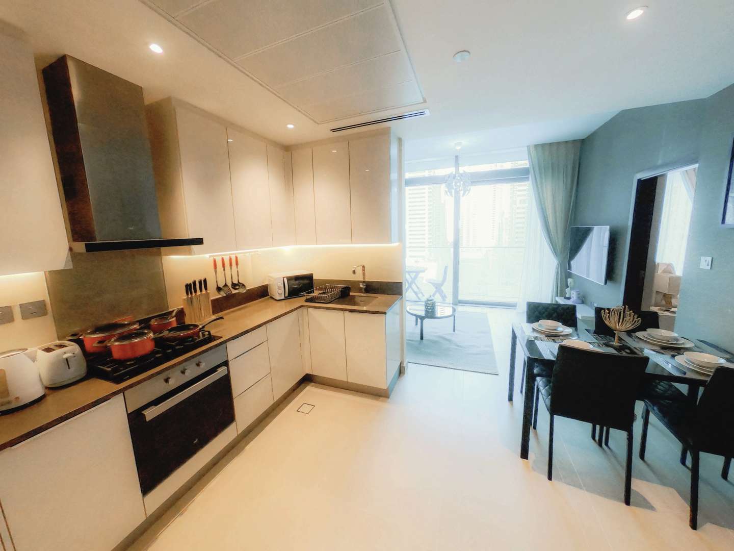 Fully furnished bedroom in Dubai Marina apartment, Marina Gate, with stylish decor and cozy ambiance