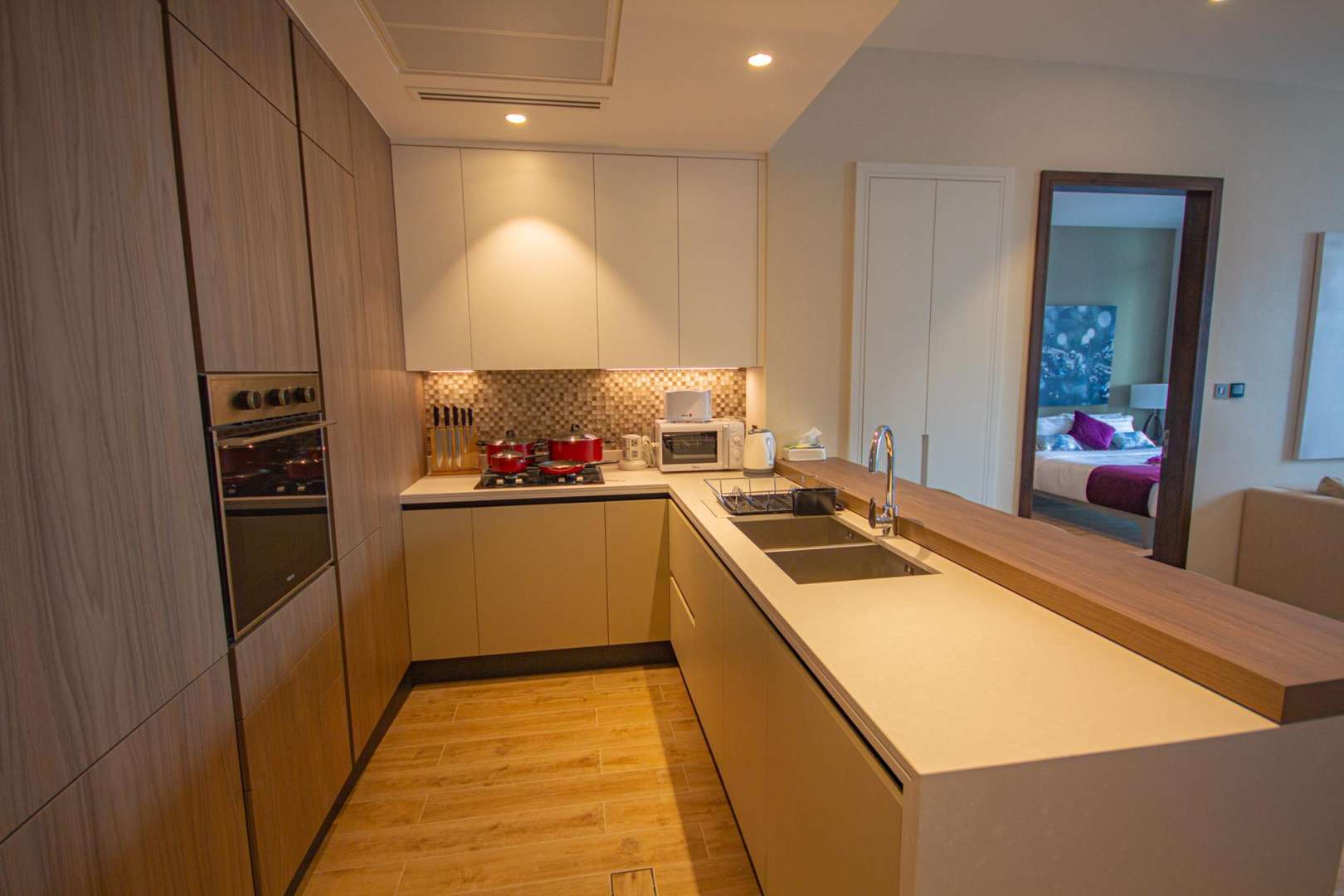 Luxurious bathroom with modern bathtub in Jumeirah Living Marina Gate apartment, Dubai Marina