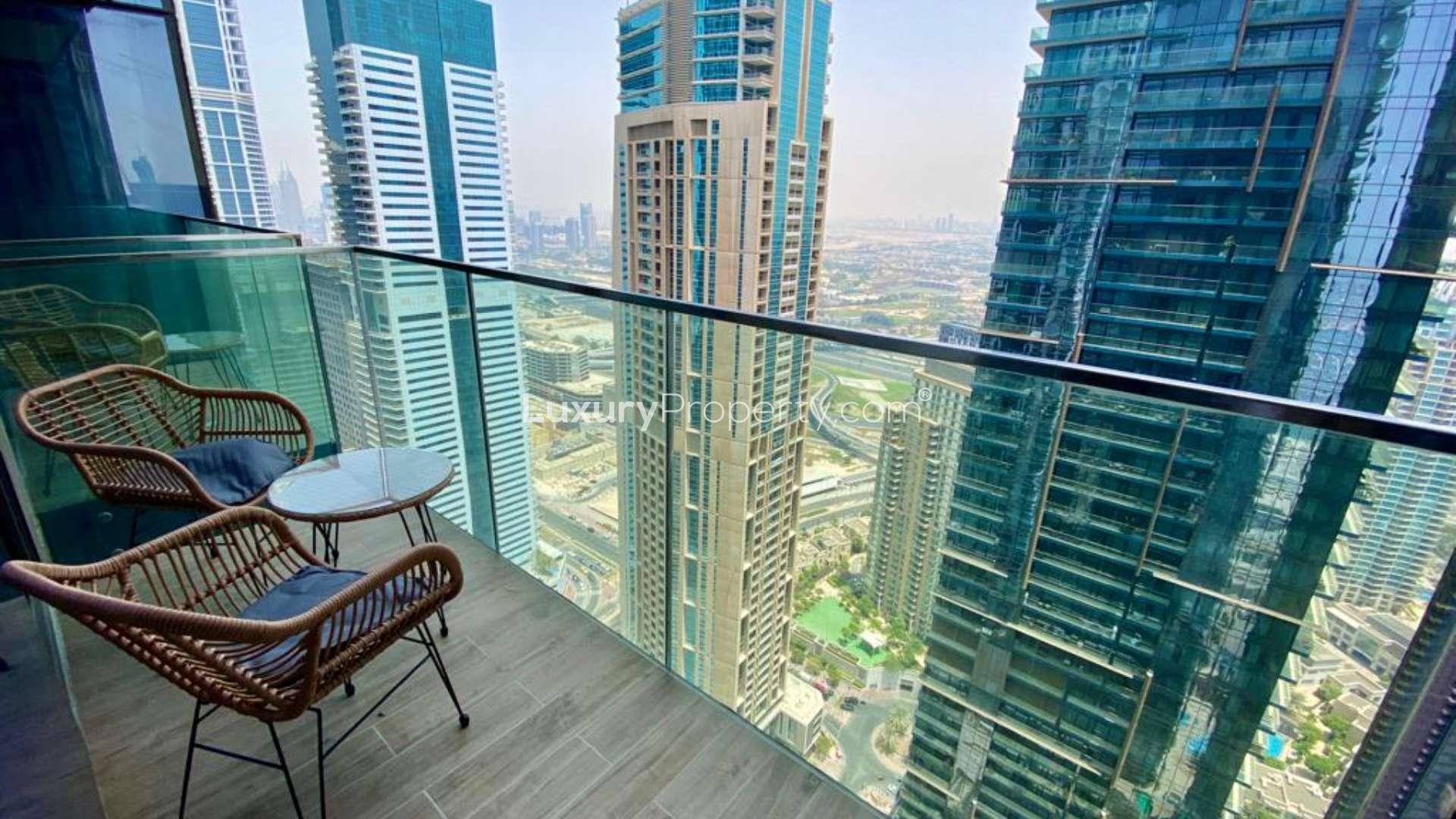Luxurious bathroom with freestanding bathtub in Dubai Marina apartment, Marina Gate