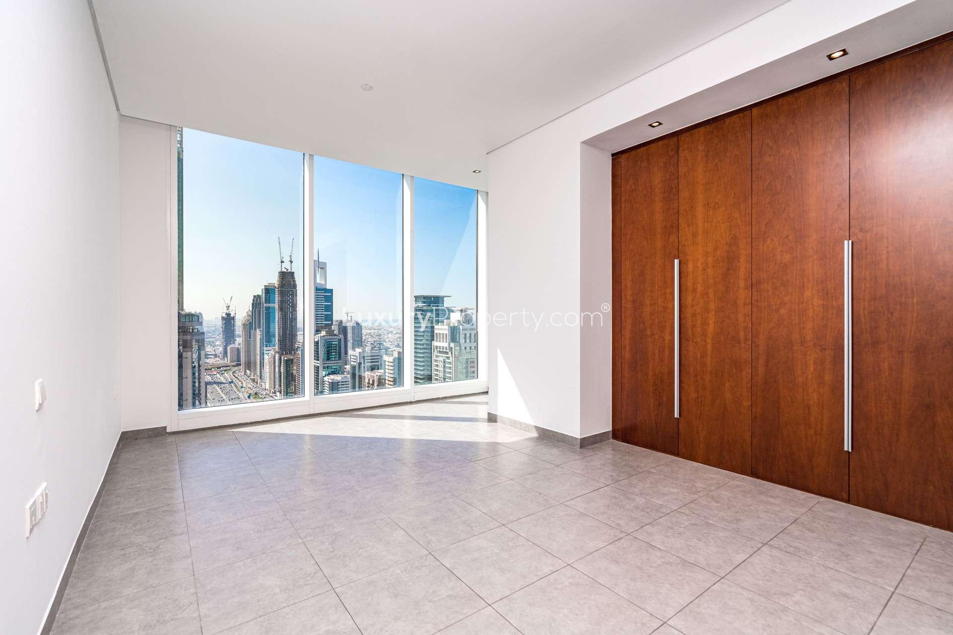 Skyline view from 1-bedroom apartment in Maze Tower, DIFC, showcasing luxury and urban landscape