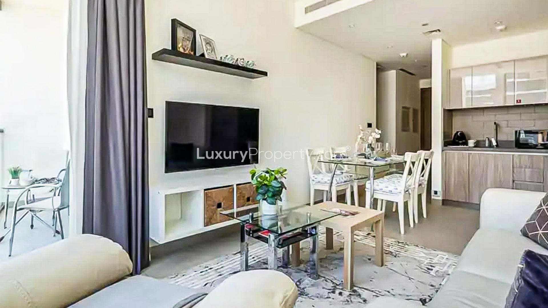 Brand new furnished apartment living room in Sobha Hartland, Mohammed Bin Rashid City