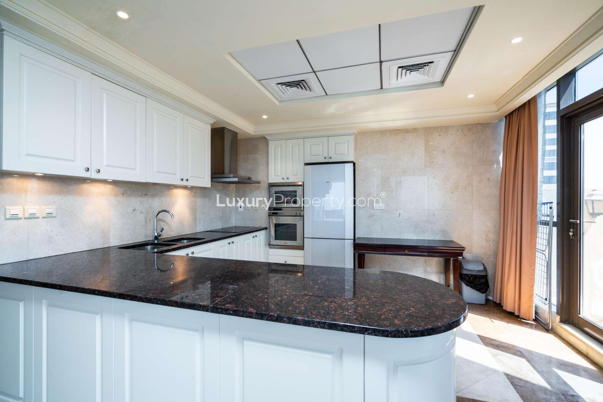 N/A,Modern kitchen in 1-bedroom duplex, Murjan 4, JBR, with sleek countertops and natural light