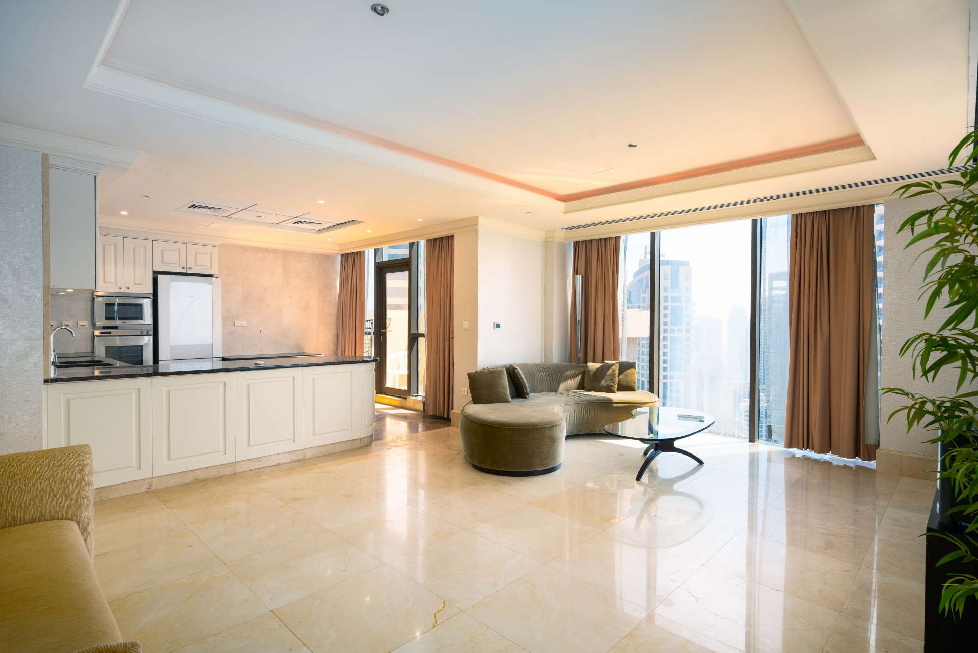 Luxurious 1-bedroom duplex living room with sea views in Murjan 4, JBR