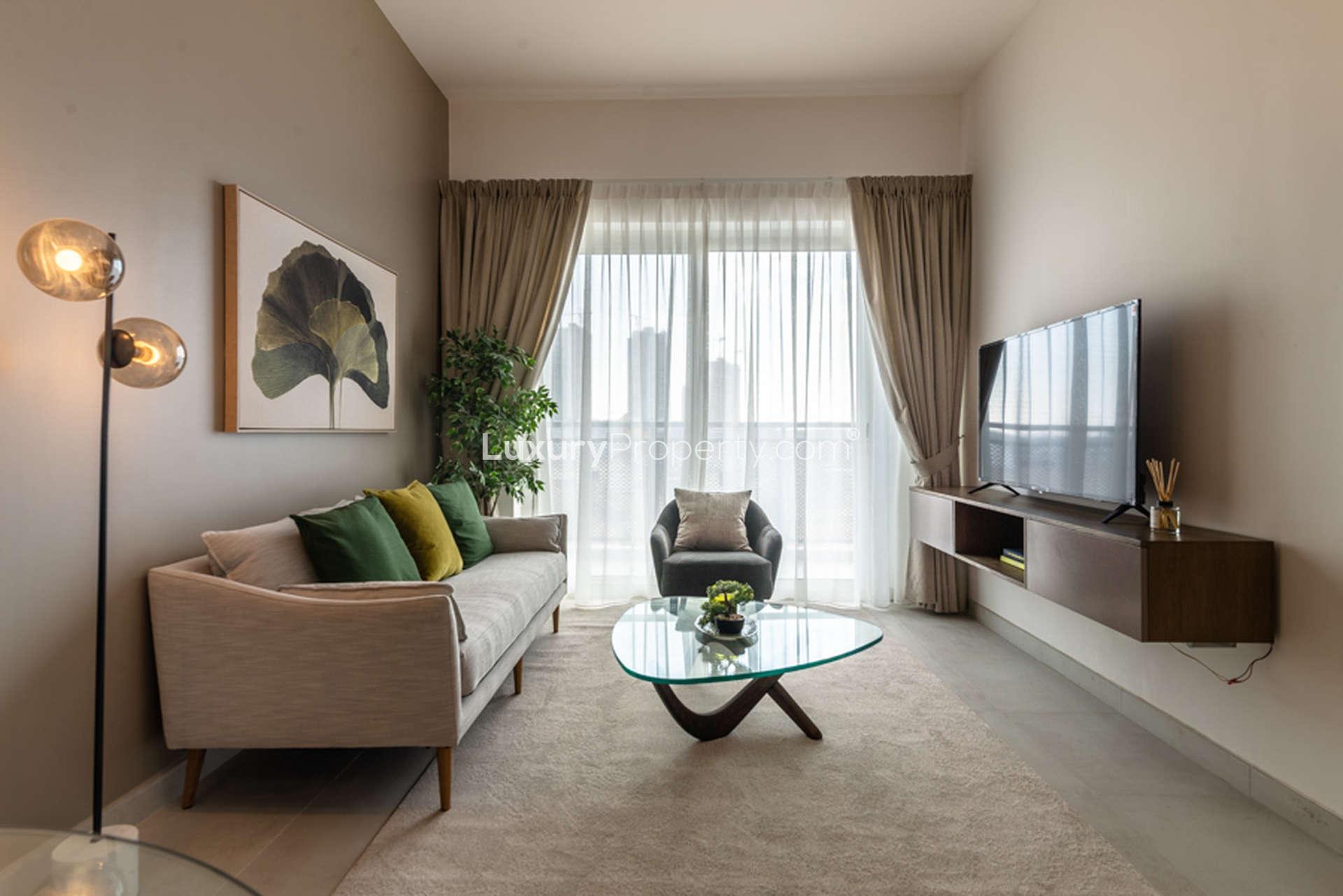 Cozy bedroom in 1-bedroom apartment, Olivara Residences, Dubai Studio City, for rent