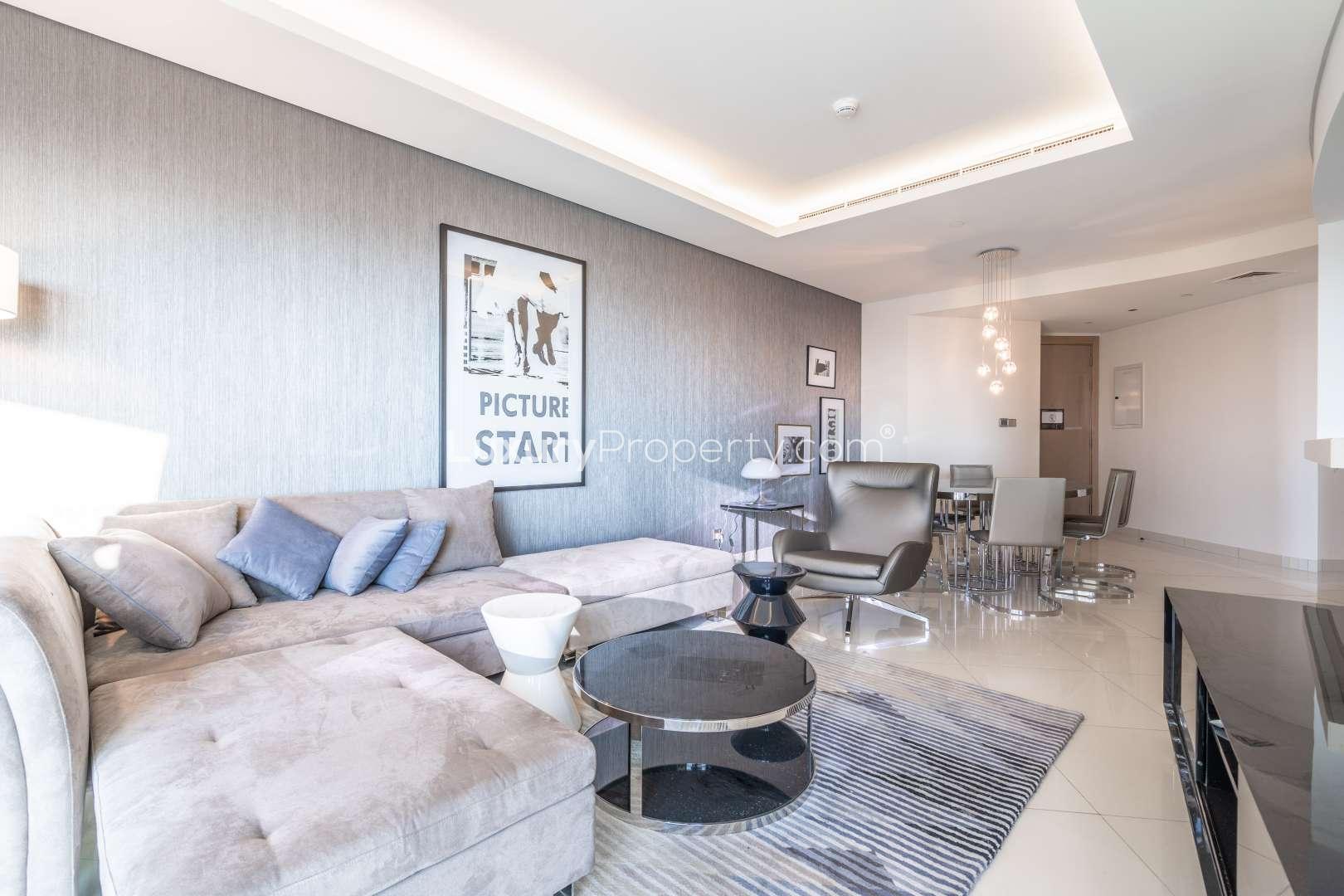 Luxurious bathroom with modern fixtures in Hollywood Glamour Apartment, Business Bay