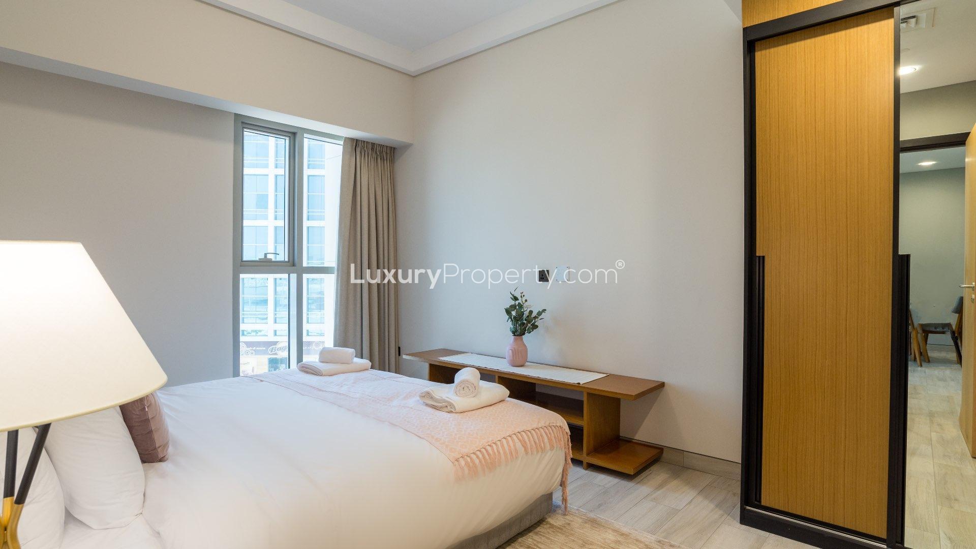 Furnished kitchen and dining area in Swiss-built 1-bedroom apartment, Arjan, Priva Living