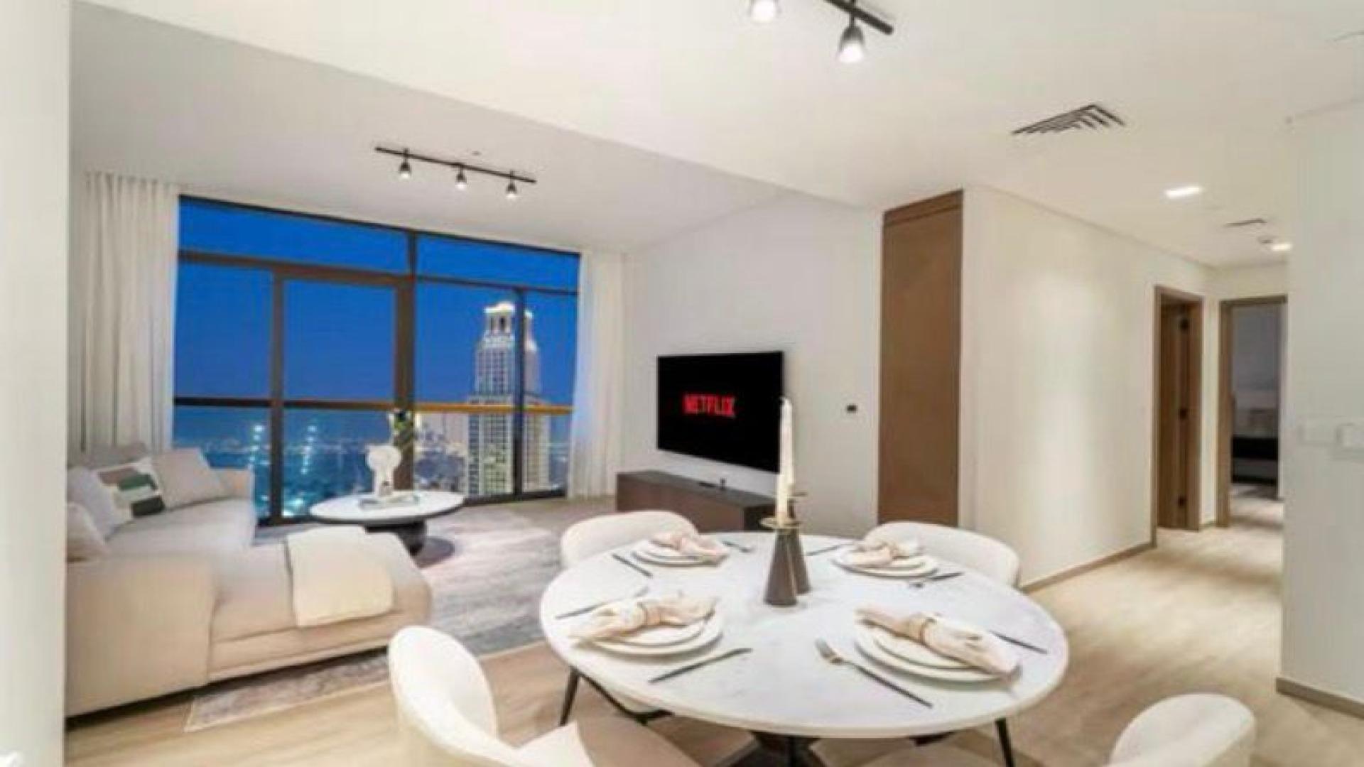 Luxurious balcony view from apartment at Palace Residences, Dubai Creek Harbour, for rent