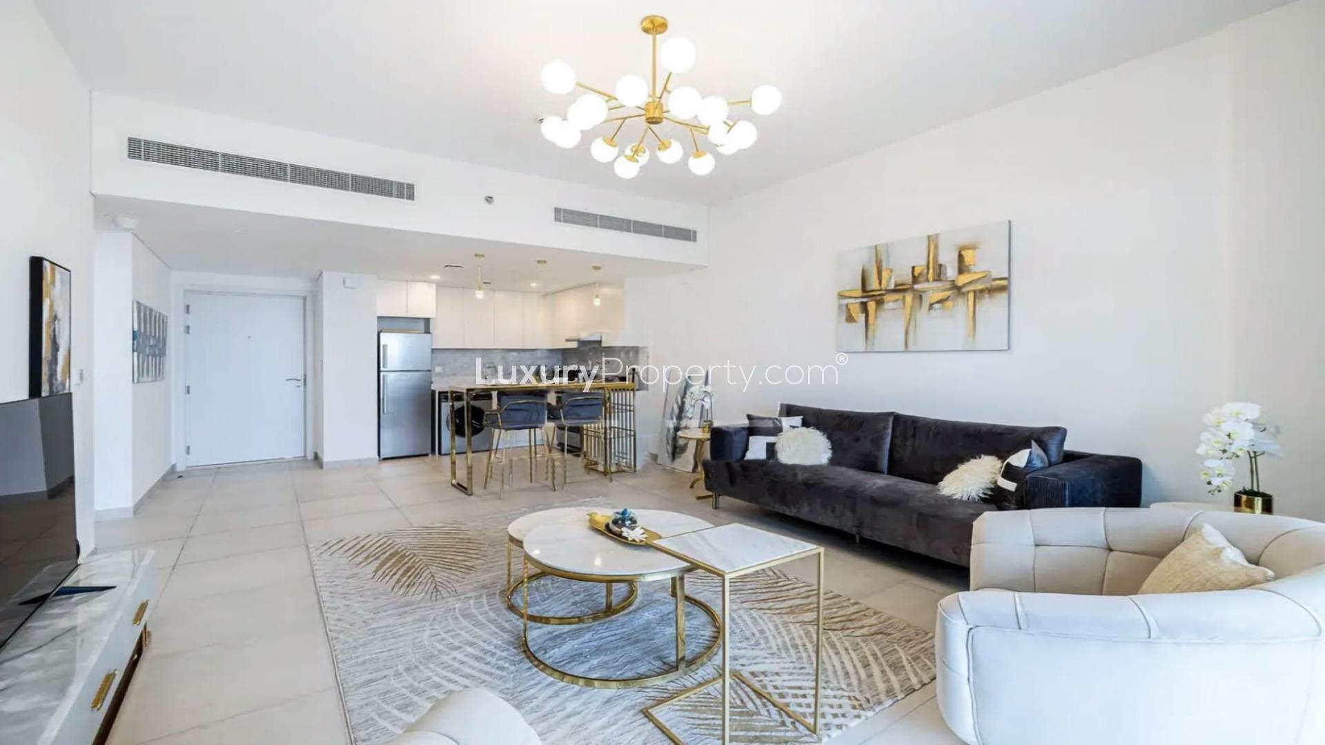 Luxurious furnished living room in Rahaal apartment, Madinat Jumeirah Living, Umm Suqeim