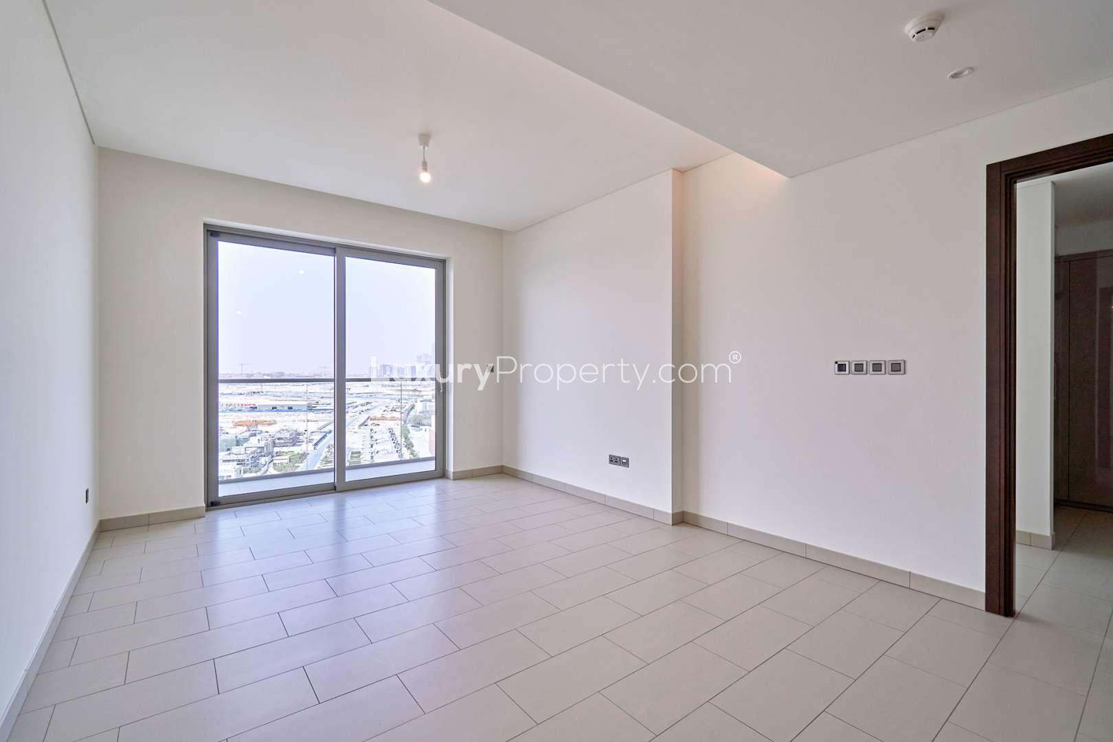 Aerial view of Sobha Hartland Greens community in Mohammed Bin Rashid City, Dubai